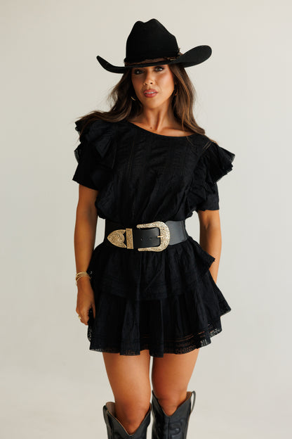 Natasha Heritage Mini Dress - Black