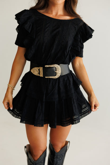Natasha Heritage Mini Dress - Black