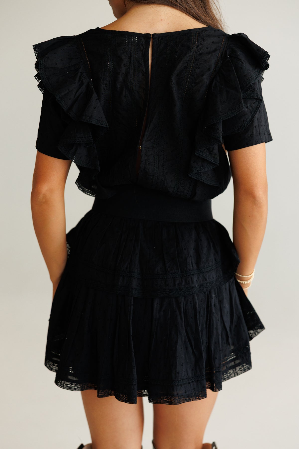 Natasha Heritage Mini Dress - Black
