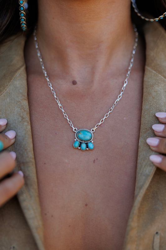 The "Dallas" Kingman Turquoise and Sterling Silver Necklace