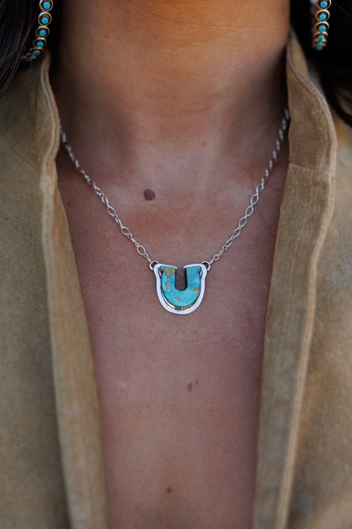 The Horse Shoe Kingman Turquoise and Sterling Silver Necklace