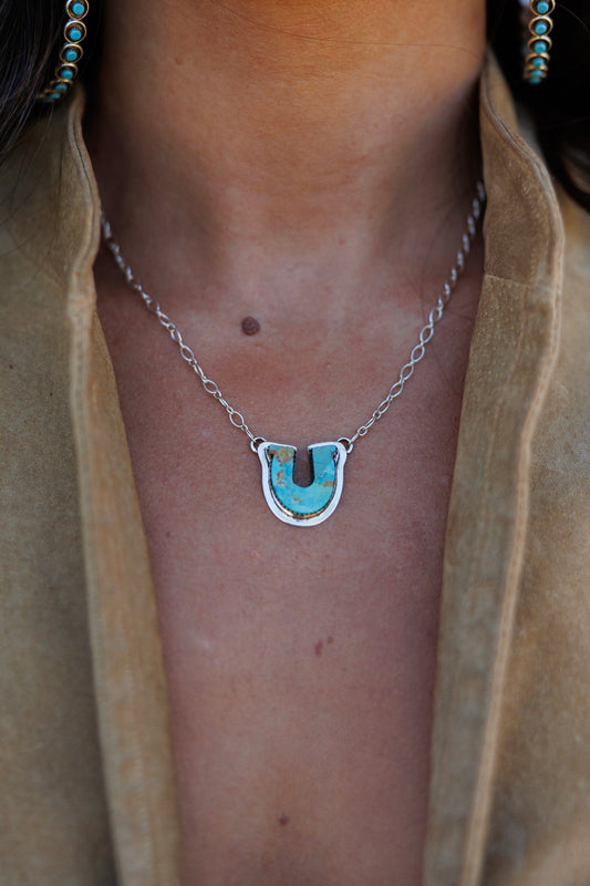 The Horse Shoe Kingman Turquoise and Sterling Silver Necklace