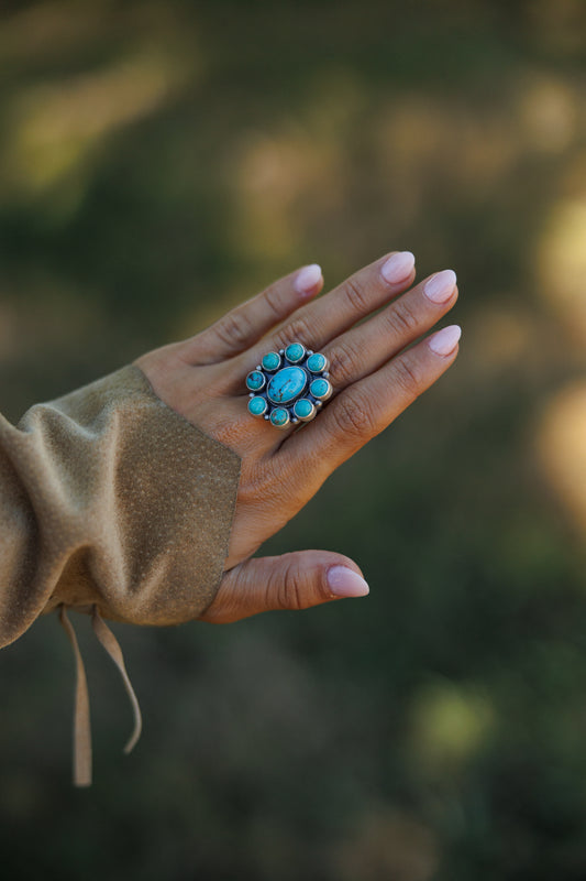 The "Sheridan" Adjustable Kingman Turquoise Ring