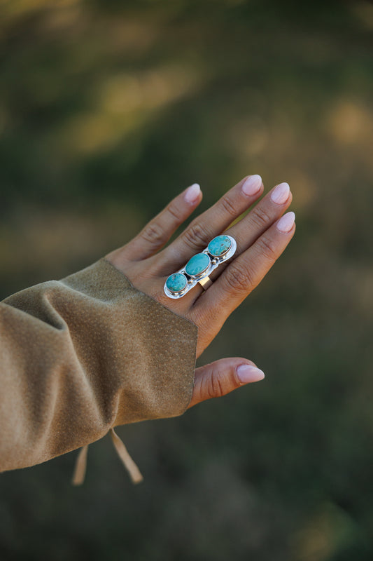 "Monroe" Adjustable Kingman Turquoise Ring