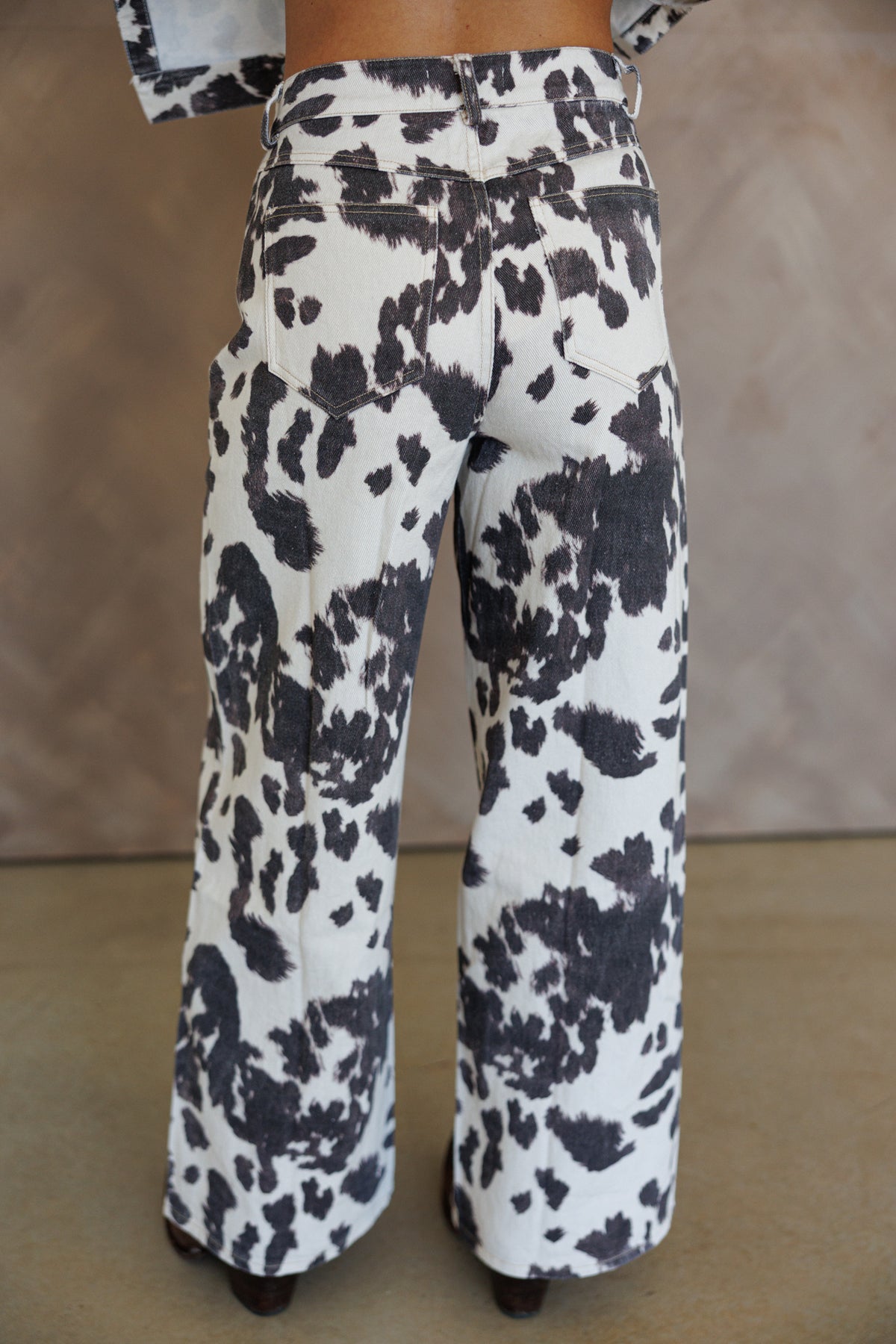 "Out West" Cow Print Wide Leg Pants