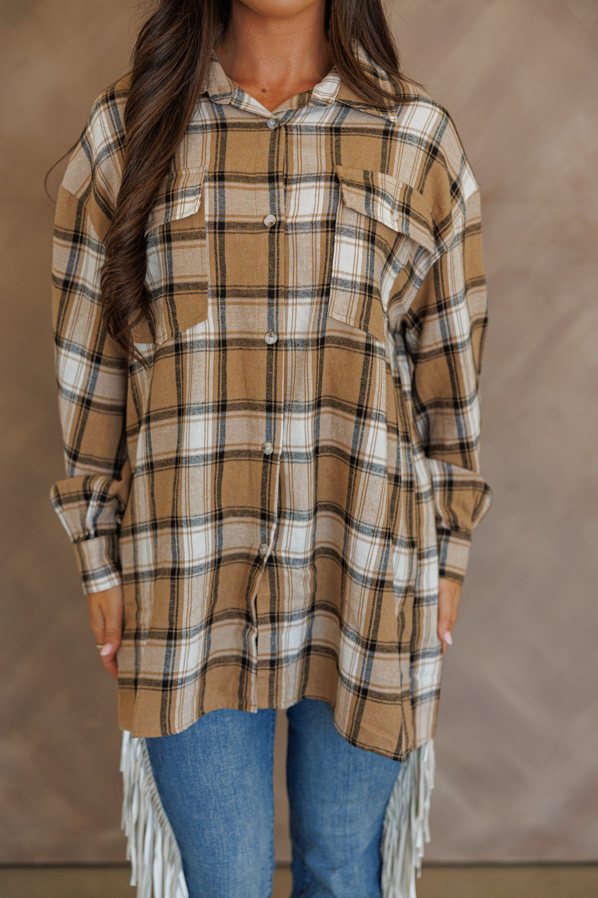 "Heritage" Plaid Button Down in Tan