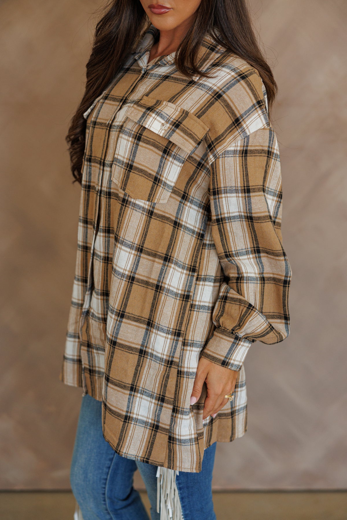 "Heritage" Plaid Button Down in Tan