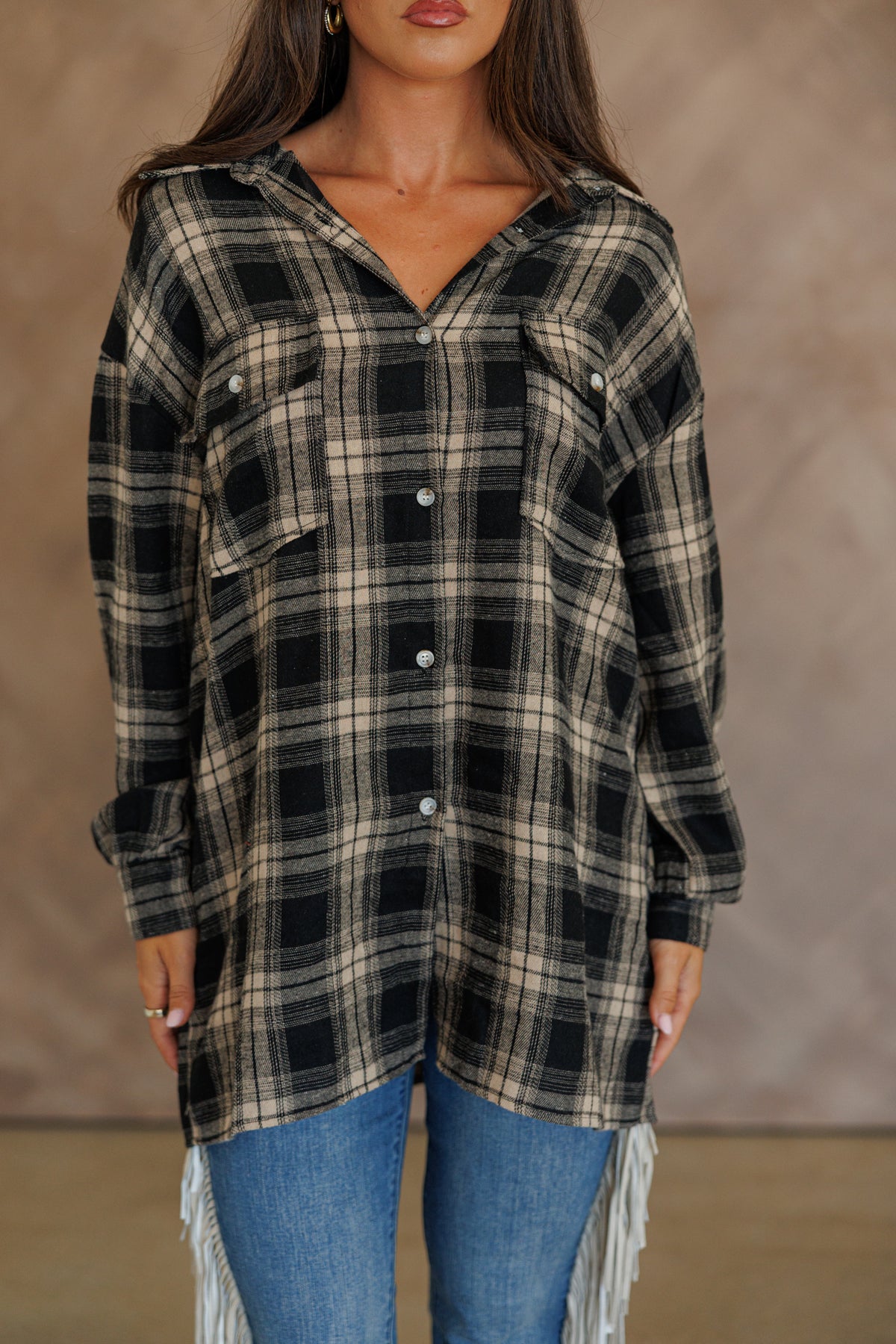"Heritage" Plaid Button Down in Black