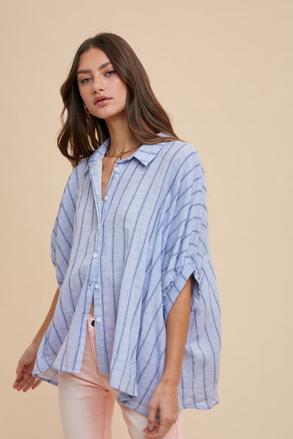 FINAL SALE!! Jordan Striped Button Down Top in Blue