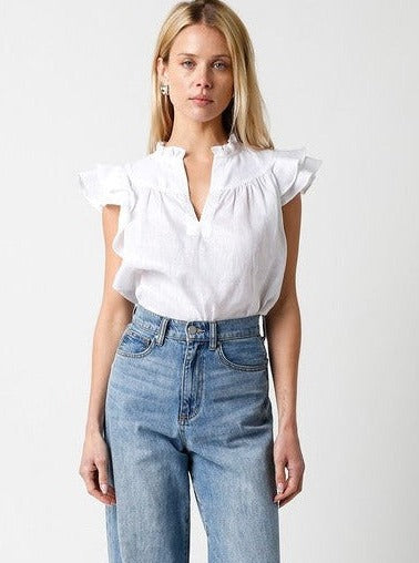 NEW!! Poppy Linen Blouse in White