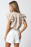 NEW!! Poppy Linen Blouse in Tan