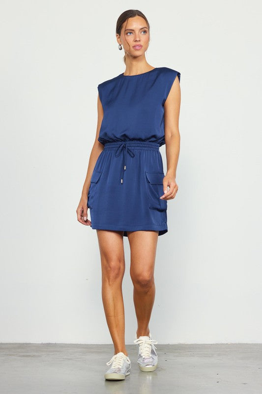 NEW!! Levi Navy Silk Mini Dress in Navy