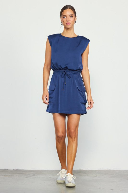 NEW!! Levi Navy Silk Mini Dress in Navy