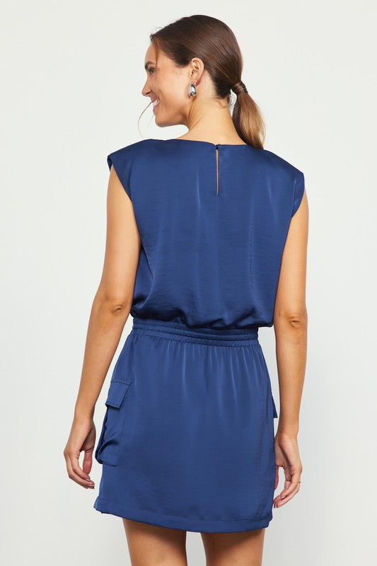 NEW!! Levi Navy Silk Mini Dress in Navy