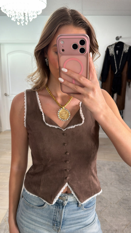 NEW!! "Johnson" Suede Corset Top in Brown