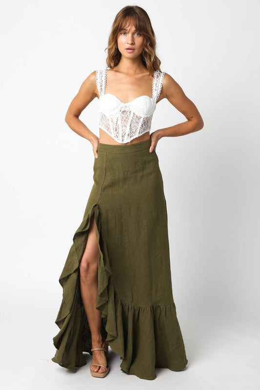 NEW!! “I’m in Linen” Maxi Skirt in Green