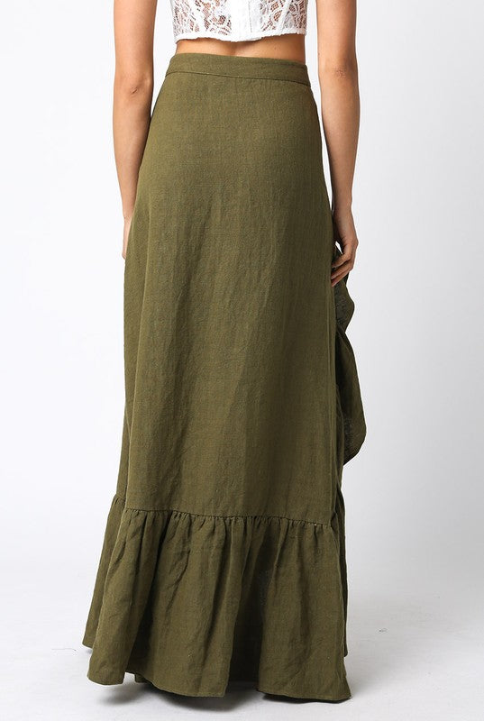 NEW!! “I’m in Linen” Maxi Skirt in Green