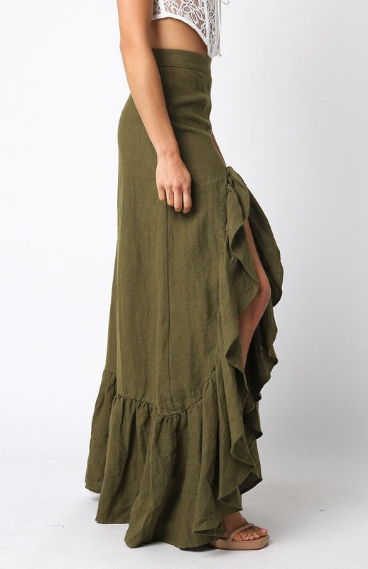 NEW!! “I’m in Linen” Maxi Skirt in Green