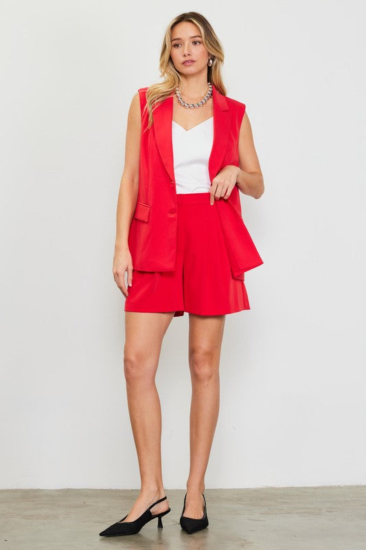 Portia Tailored Blazer Vest in Red