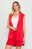 Portia Tailored Blazer Vest in Red