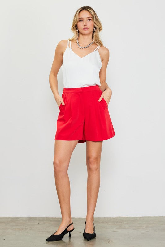 Portia Tailored Shorts in Red