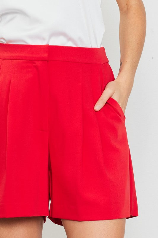 Portia Tailored Shorts in Red