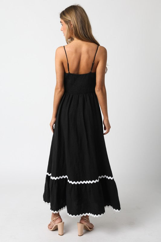 FINAL SALE!! Rio Linen Midi Dress in Black (8594125357295)