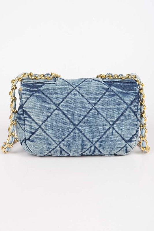 NEW!! Quilted Denim and Gold Purse