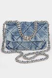 NEW!! Quilted Denim and Silver Purse