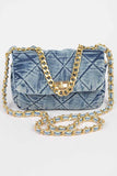 NEW!! Quilted Denim and Gold Purse