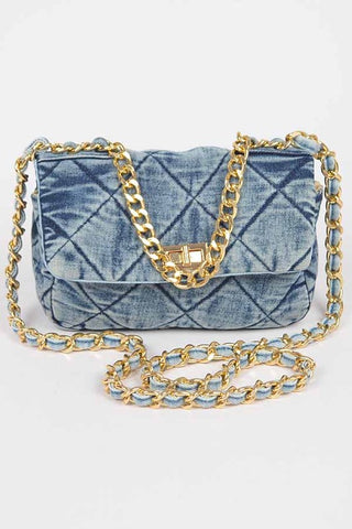 NEW!! Quilted Denim and Gold Purse