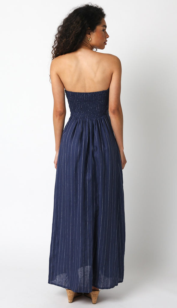 NEW!! Olivia Navy Linen Pinstripe Dress