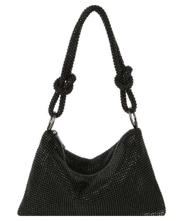 NEW!! Crystal Knotted Bag in Black