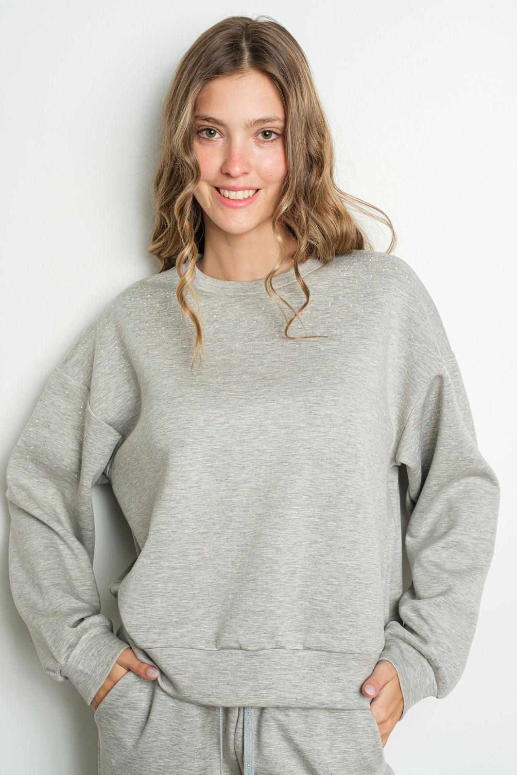 NEW!! "Out Of Office" Rhinestone Lounge Set in Grey