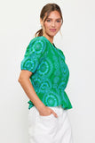 NEW!! Embroidered Peplum Top in Green