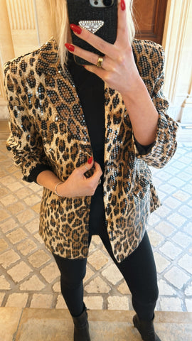 NEW!! Cheetah Sequin Blazer