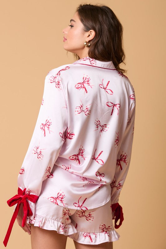 FINAL SALE!! Satin Bow Pajama Set