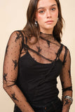 NEW!! Mila Lace Mock Neck Top in Black