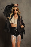 NEW!! Black Fringe Satin Blazer