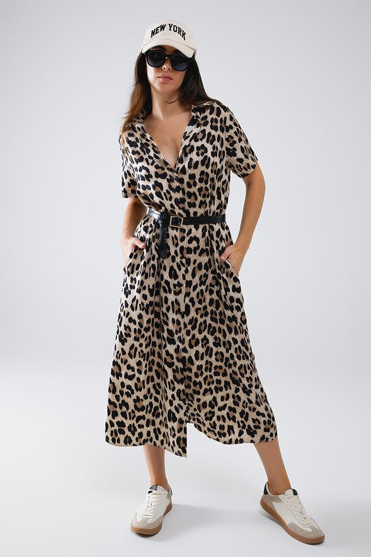 NEW!! Leopard Button Down Shirt Dress