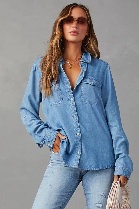 NEW!! Sadie Denim Button Down Top