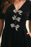 AS SEEN ON ASHLEE NICHOLS!! Rhinestone Bow Velvet Romper in 2 Colors