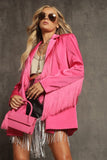 NEW!! Fuchsia Fringe Satin Blazer