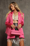 NEW!! Fuchsia Fringe Satin Blazer