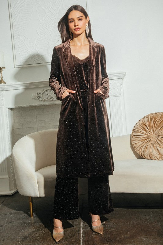 FINAL SALE Im Golden Rhinestone Velvet Duster