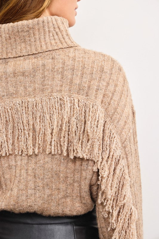 NEW!! Fringe Turtleneck Sweater in Mocha