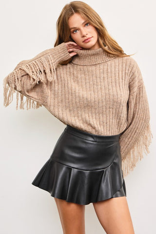 NEW!! Fringe Turtleneck Sweater in Mocha