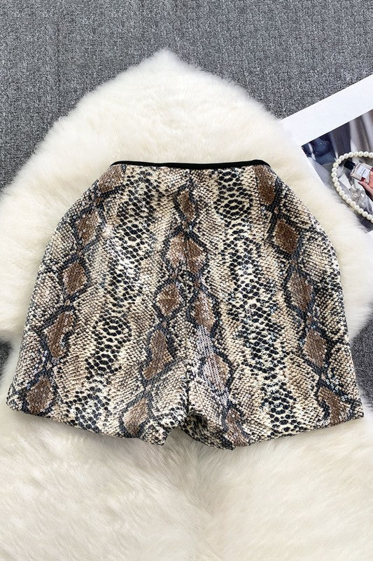 NEW!! High Waisted Snakeskin Sequin Shorts