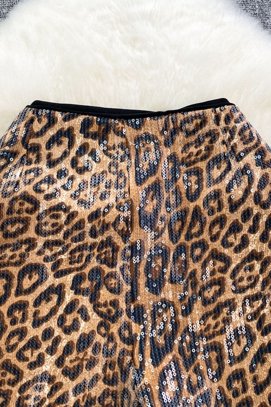 NEW!! High Waisted Leopard Sequin Shorts