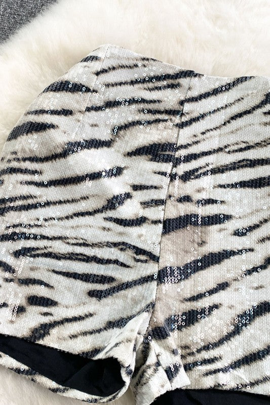 NEW!! High Waisted Zebra Sequin Shorts